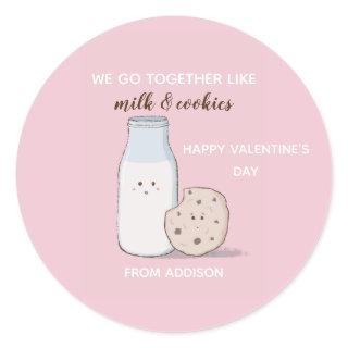 Classroom Valentine Milk and Cookies Classic Round Sticker