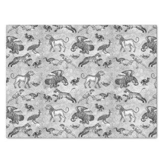 Classy Antique Roman Mosaic Animals Gray Tissue Paper