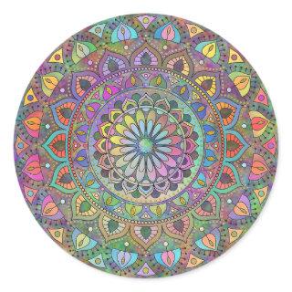 Classy Colorfully Mandala India Style 1 Classic Round Sticker