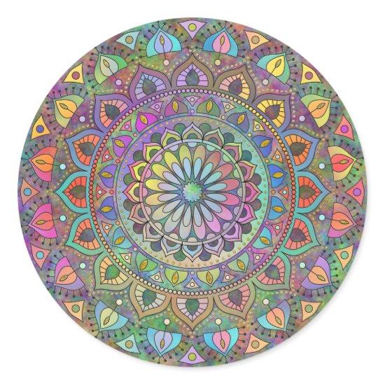 Classy Colorfully Mandala India Style 1 Classic Round Sticker