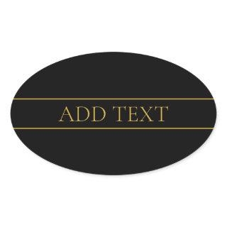 Classy Customizable Gold Text & Lines Oval Sticker