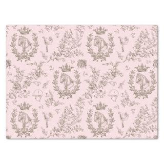 Classy Elegant Chic Beige Pink Equestrian Toile Tissue Paper
