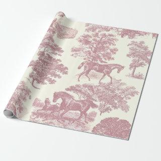 Classy Elegant Chic Pink Horses Country Toile