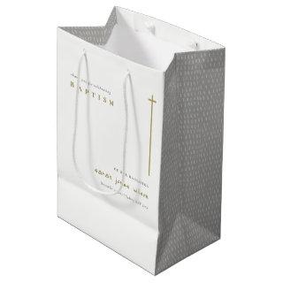 Classy Elegant Minimal Gold Typography Baptism Medium Gift Bag