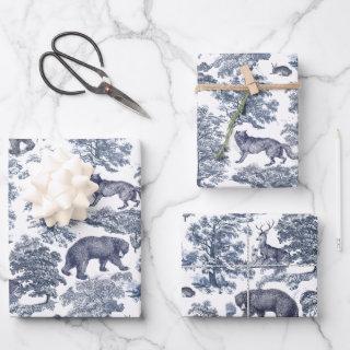 Classy Elegant Rustic Blue Forest Animals Toile  Sheets