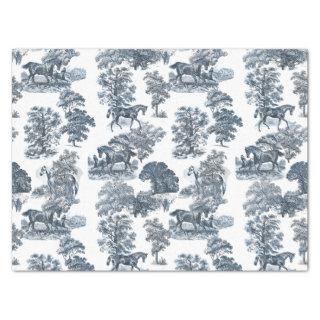 Classy Elegant Rustic Blue Horses Country Toile  Tissue Paper