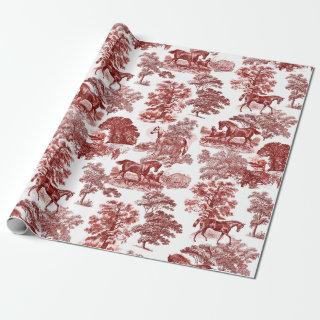 Classy Elegant Rustic Red Horses Country Toile