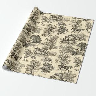 Classy Elegant Vintage Horses Beige Toile