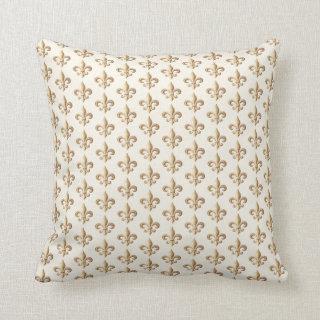 Classy Gold Gradient Heraldic Fleur de lis Pattern Throw Pillow