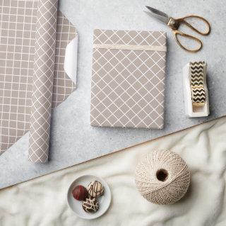 Classy Light Taupe Gray Brown White Check Pattern