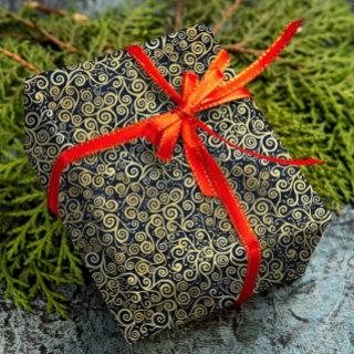 Classy Navy Blue And Gold Swirls Pattern Boho Chic