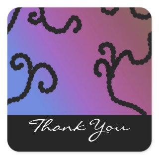 Classy Purple and Black Beaded Thank You Square Sticker