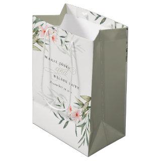 Classy Rustic Blush Greenery Floral Bunch Wedding Medium Gift Bag