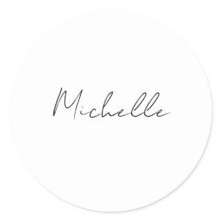 Classy Stylish Script Add Your Name Classic Round Sticker