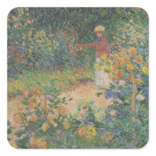 Claude Monet 1895 Vintage In the Garden Square Sticker