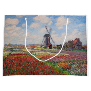 Claude Monet - Field of Tulips in Holland Large Gift Bag