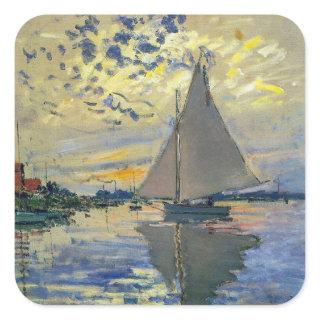Claude Monet - Sailboat at Le Petit-Gennevilliers Square Sticker