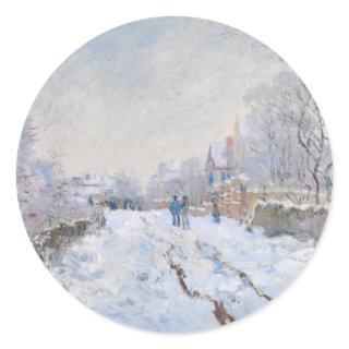 Claude Monet - Snow Scene at Argenteuil Classic Round Sticker