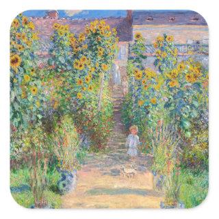 Claude Monet - The Artist's Garden at Vetheuil Square Sticker