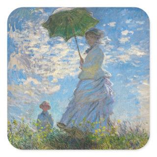 Claude Monet - The Promenade, Woman with a Parasol Square Sticker