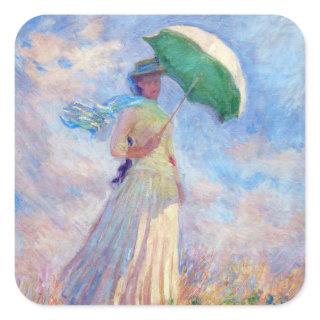 Claude Monet - Woman with a Parasol facing right Square Sticker