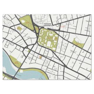 CLEAN HARVARD UNIVERSITY MASSACHUSETTS OUTLINE MAP TISSUE PAPER