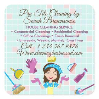 Cleaning business Advertising Maid Janitorial Lady Square Sticker