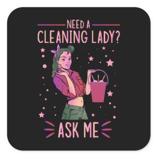 Cleaning Lady Housekeeper Housekeeping Cleaner Gra Square Sticker