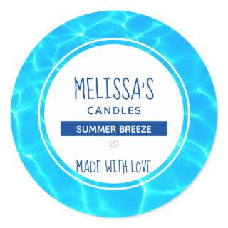 Clear Blue Pool Water Photo Candle / Soap Classic Round Sticker