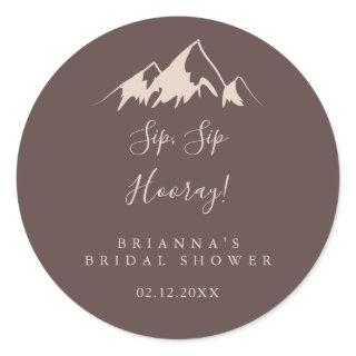 Clear Mountain Sip Sip Hooray Bridal Shower Classic Round Sticker