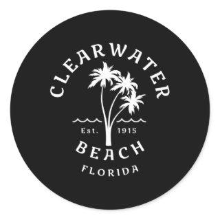 Clearwater Beach Original Florida Beach Palm Tree Classic Round Sticker