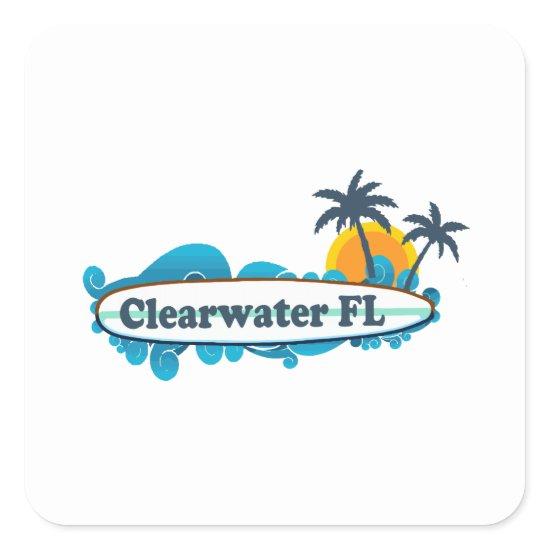Clearwater Florida - Surf Design. Square Sticker