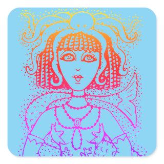 CLEOPATRA OCTOPUS MERMAID, FANTASY GOTH SIREN SQUARE STICKER