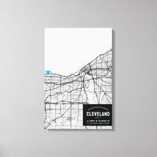 Cleveland, Ohio City Map + Mark Your Location Canvas Print