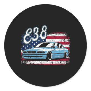 Click For More E38 4th Of July American Retro  Classic Round Sticker