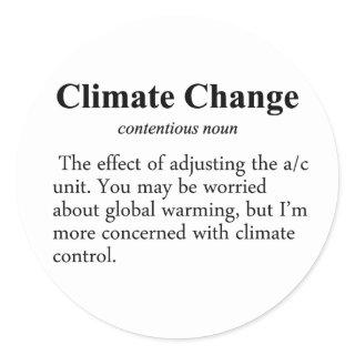Climate Change Definition Classic Round Sticker