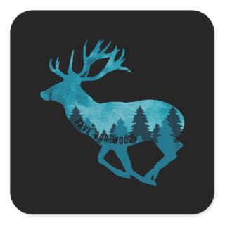 Climate Change Environmental Protection Deer Stag Square Sticker