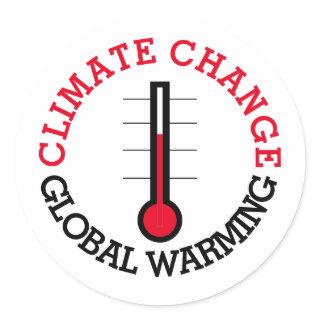 Climate Change Global Warming temperature meter Classic Round Sticker