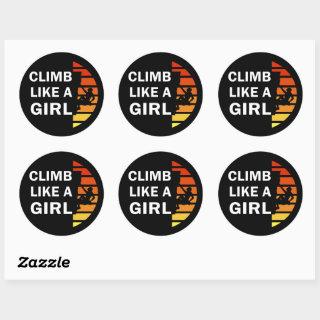 climb like a girl classic round sticker