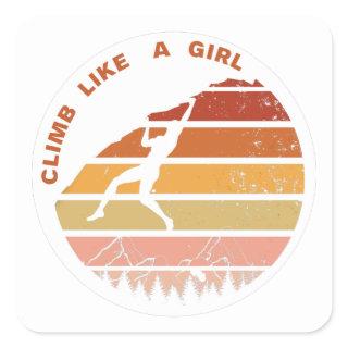Climb Like a Girl Retro Rock Climbing Sticker