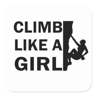 Climb like a girl square sticker