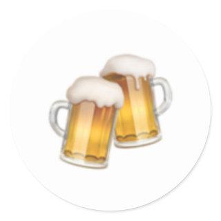 Clinking Beer Mugs - Emoji Classic Round Sticker