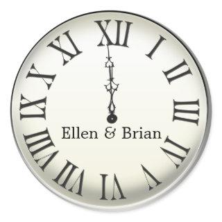 Clock Strikes Midnight New Year's Eve Classic Round Sticker