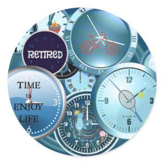 Clocks Galore: Retired...Time to Enjoy Life Classic Round Sticker