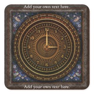 Clockwork Clock Time Steampunk Victorian Square Sticker