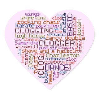 Clogger Clogging Word Art Heart Sticker
