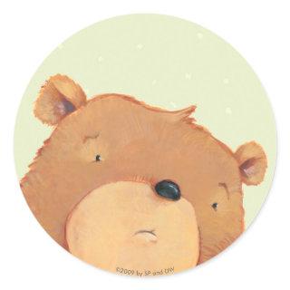 CloseUp of Big Brown Bear Classic Round Sticker