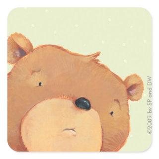 CloseUp of Big Brown Bear Square Sticker