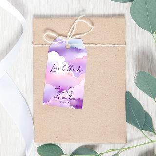 Cloud baby shower purple clouds baby shower gift tags