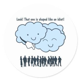 Cloud Mocks Human Shapes Funny Cartoon Classic Round Sticker